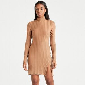 Reformation Libra Knit Mini Dress Tan Lightweight Ribbed Jersey Size Medium